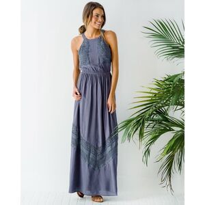 🧺Altar'd State | Slate Blue Lace Detail Maxi Dress | Small